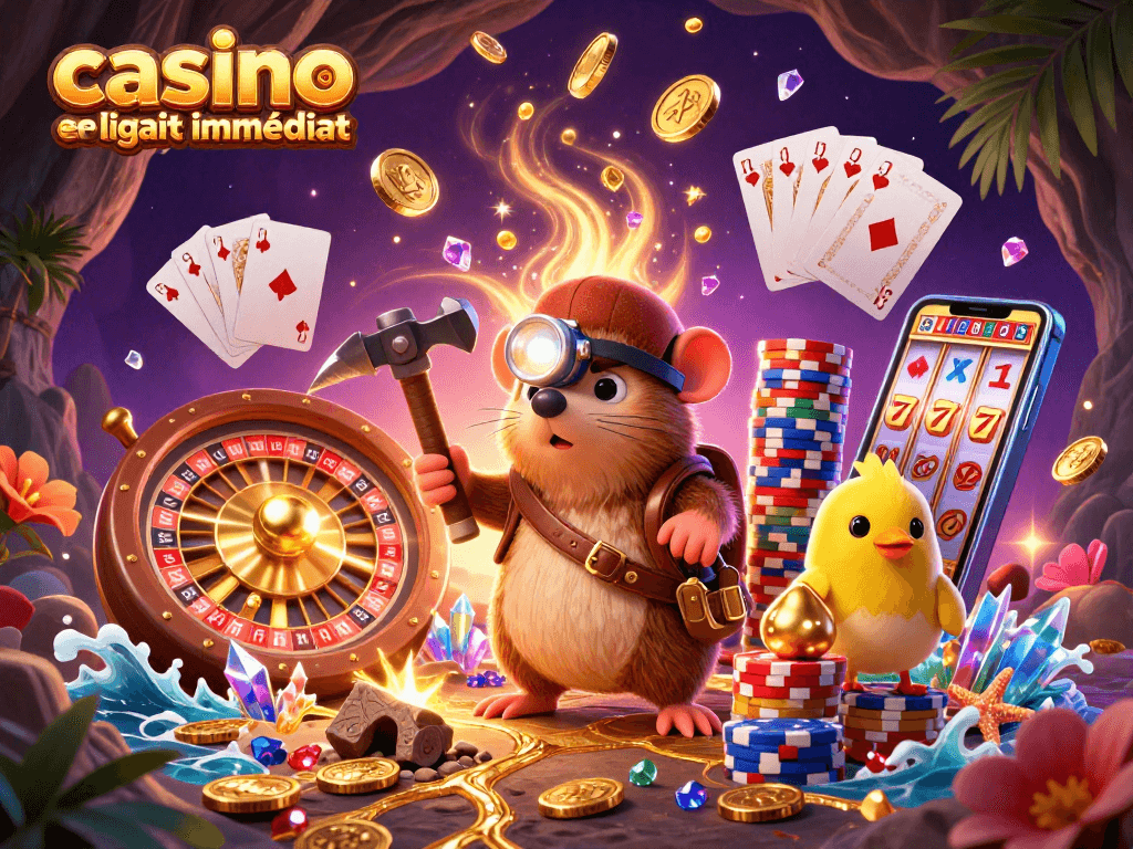 Explorez un casino en ligne retrait immédiat avec des personnages animés et des éléments de jeu dynamiques.