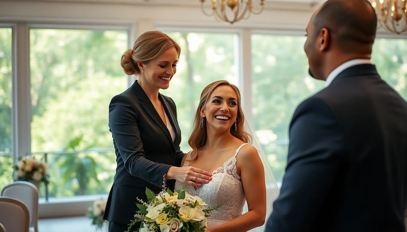 Washington dc wedding coordinator assisting a couple during wedding planning in a vibrant venue.