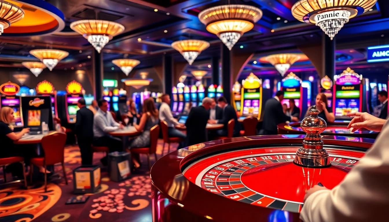 Budaya777 dalam suasana kasino yang seru dengan pemain beraksi di meja roulette.