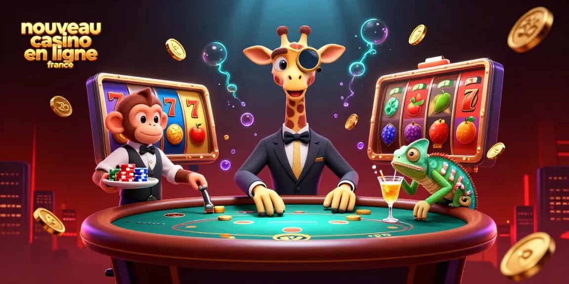 Le nouveau casino en ligne France propose des jeux riches avec une girafe VIP au poker, un valet singe et un barman caméléon.