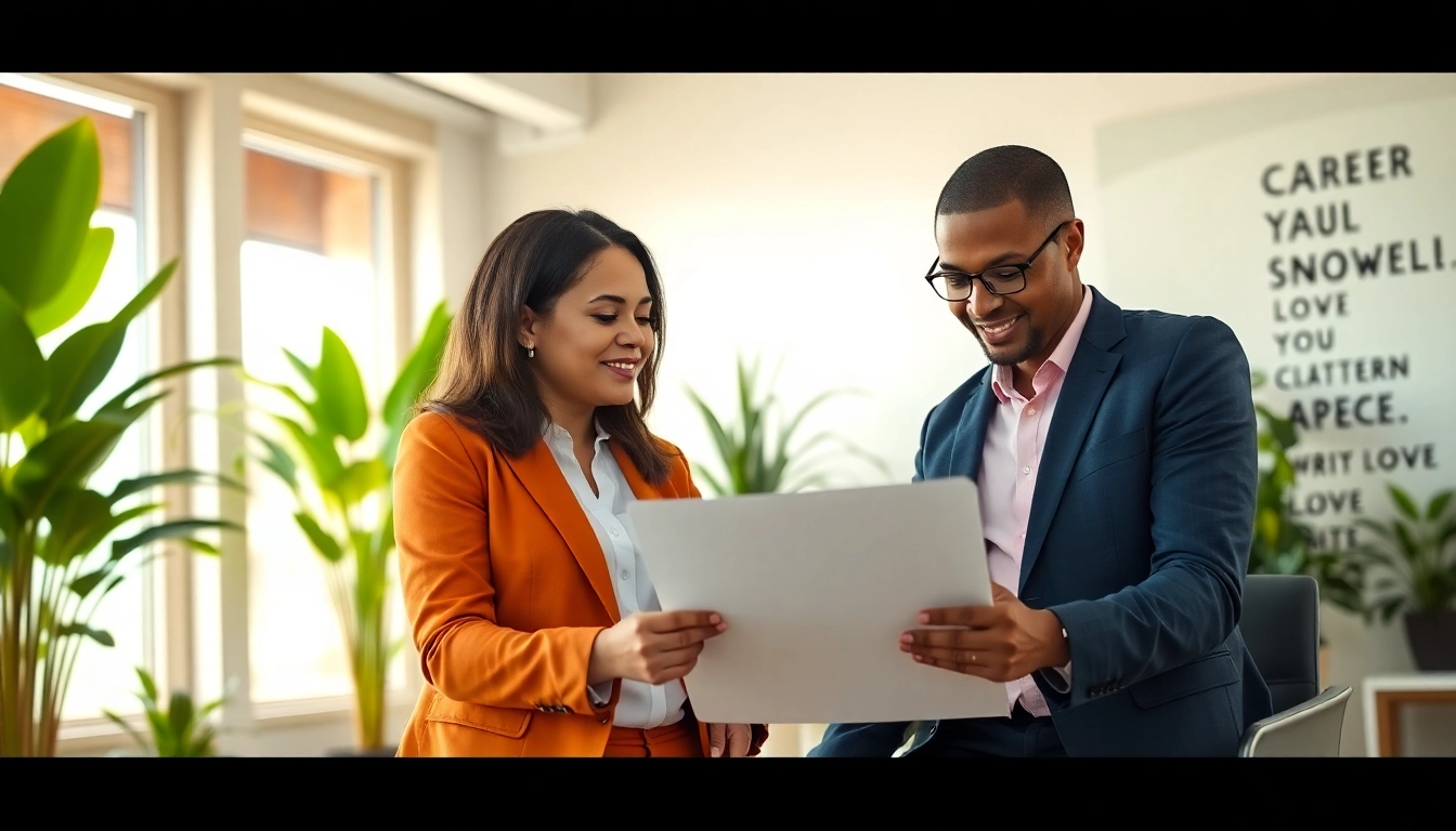 Engaging career coaching session highlighting personalized guidance in a modern office.