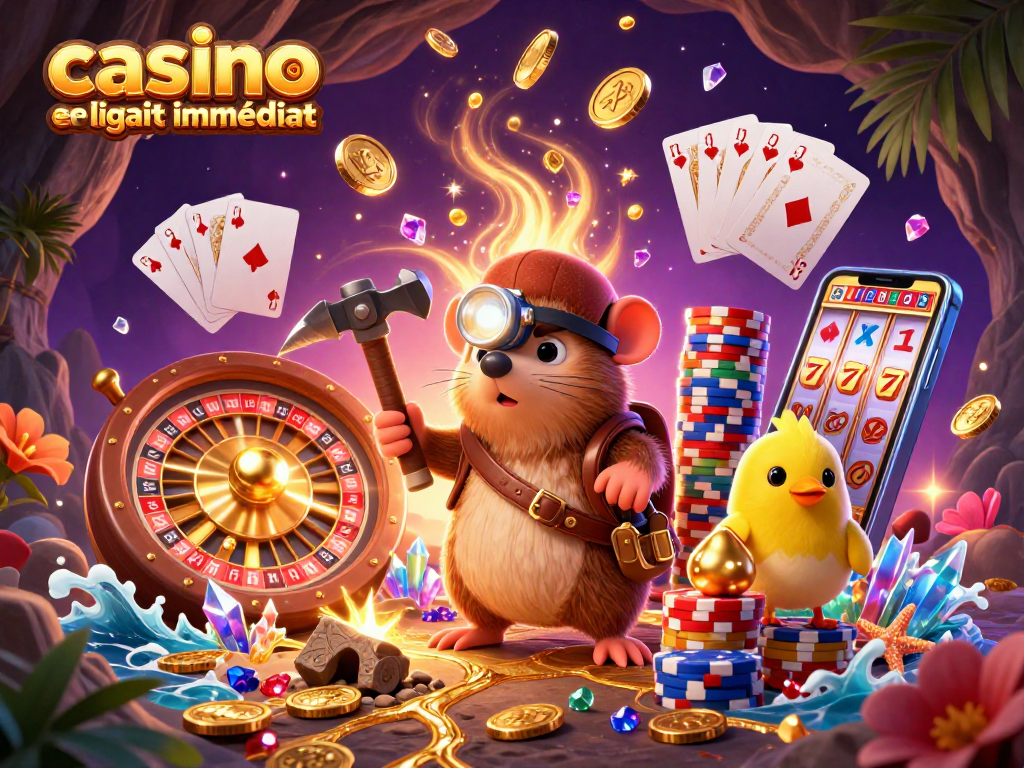 Explorez un casino en ligne retrait immédiat avec des personnages animés et des éléments de jeu dynamiques.