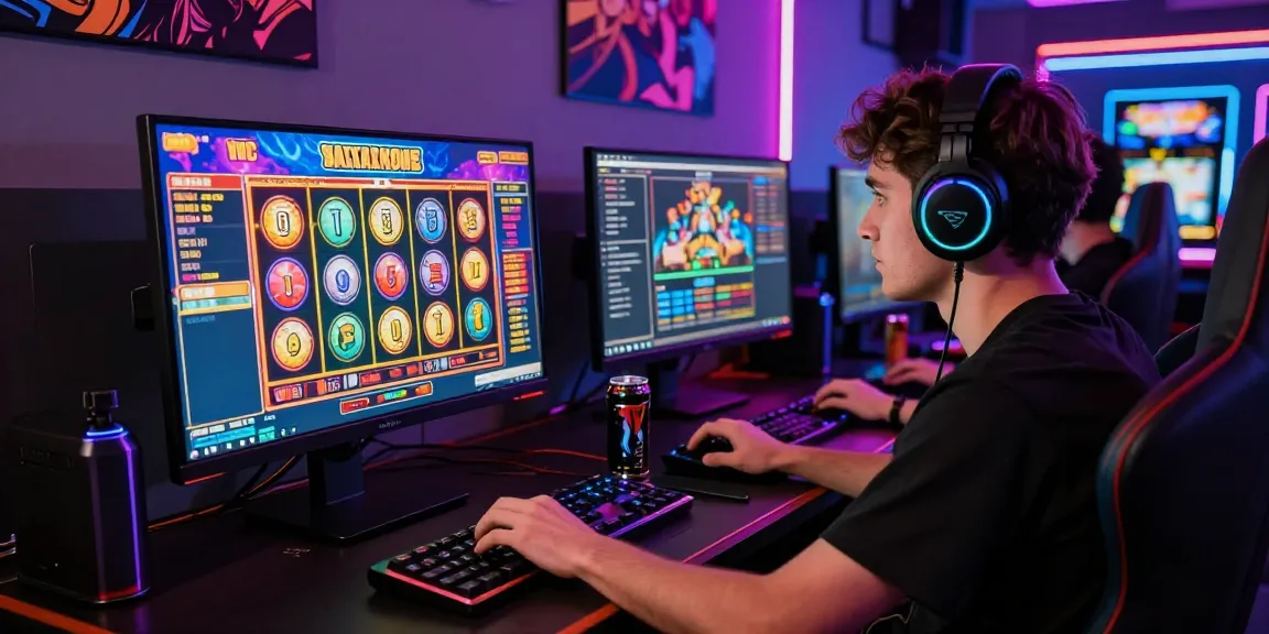 Engaged player focused on slot gacor hari ini action in vibrant gaming setup