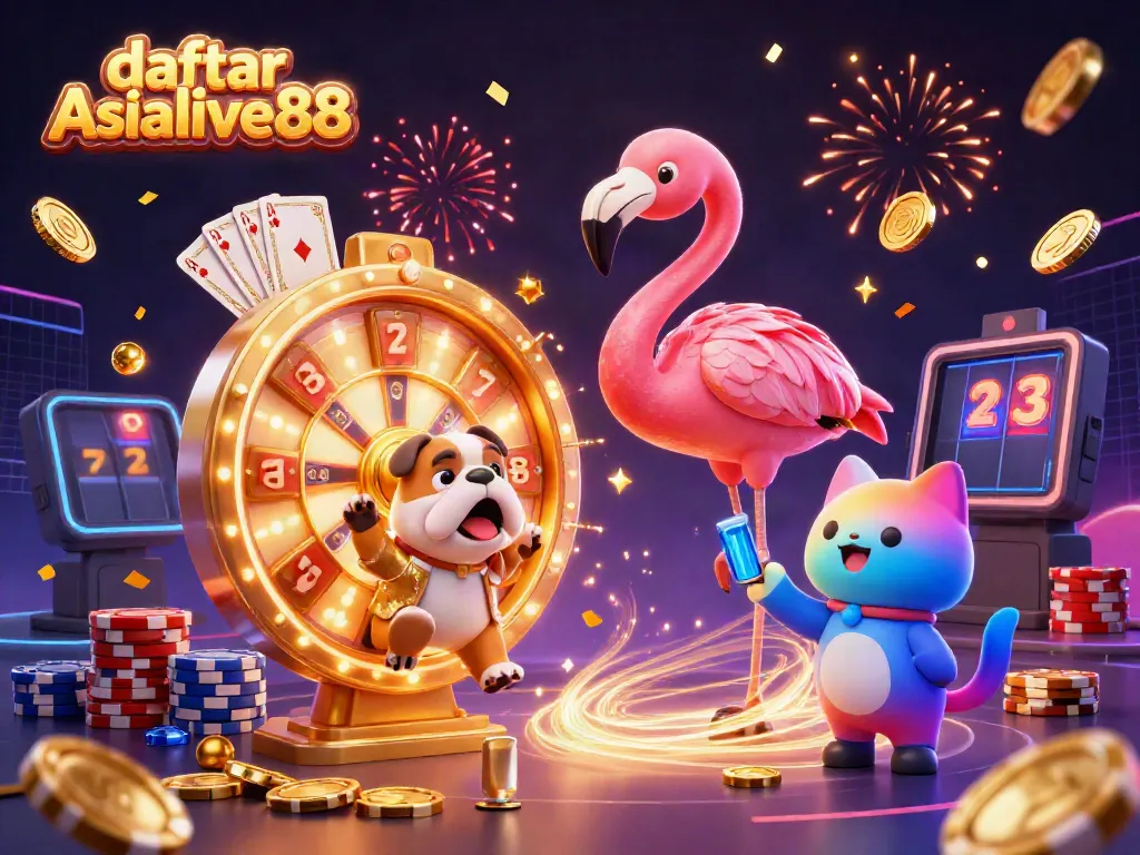 Engage in thrilling gameplay at daftar Asialive88 with vibrant characters and dynamic casino elements.