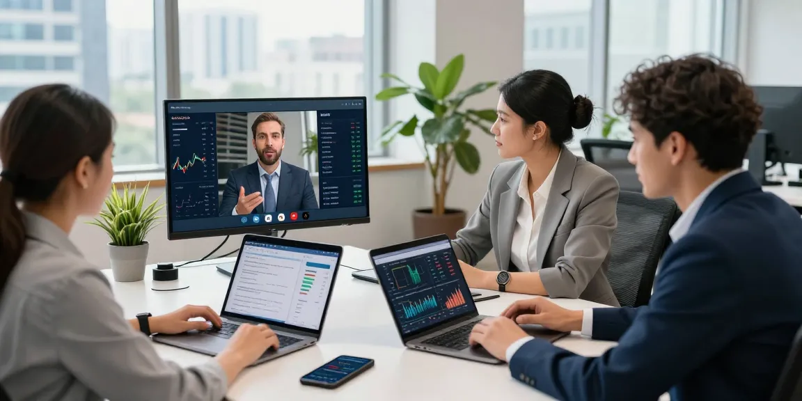 NAGA2000 analysts collaborating in a modern finance office environment with digital tools and data visualizations.