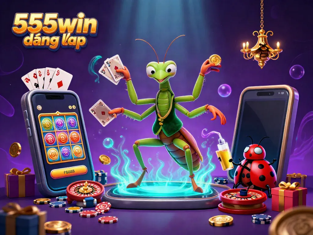 Engage with thrilling games at 555win đăng nhập, featuring vibrant 3D casino illustrations and enticing characters.