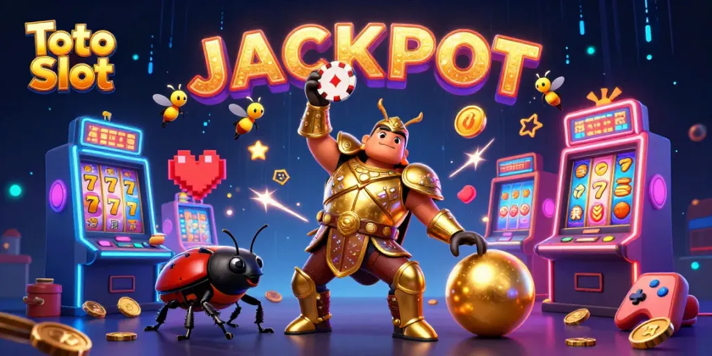 Slot Toto menang besar dengan ilustrasi karakter unggul di kasino.