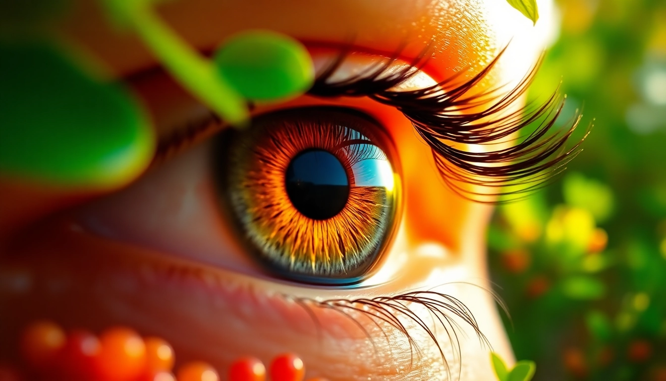 Enhance natural eye health with astaxanthin for dry eyes reflected in vibrant algae.