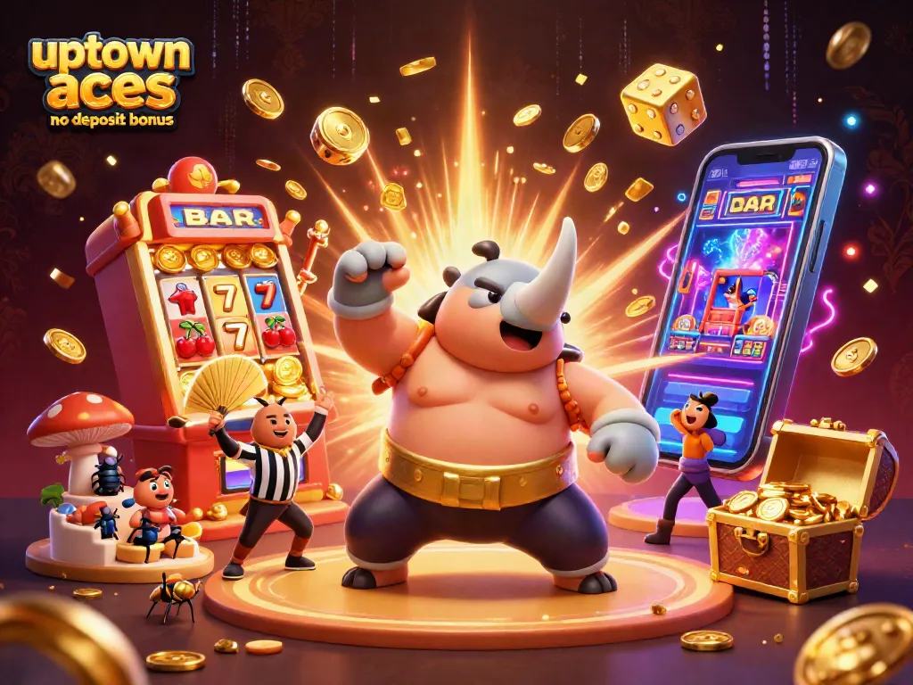 Experience the action of the uptown aces no deposit bonus with dynamic casino elements and vibrant characters.