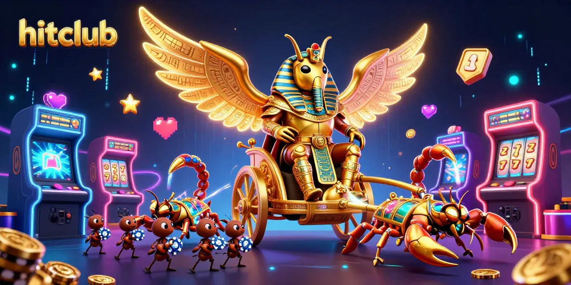 Engage in hitclub's thrilling casino world with a colossal scarab beetle and scorpions.