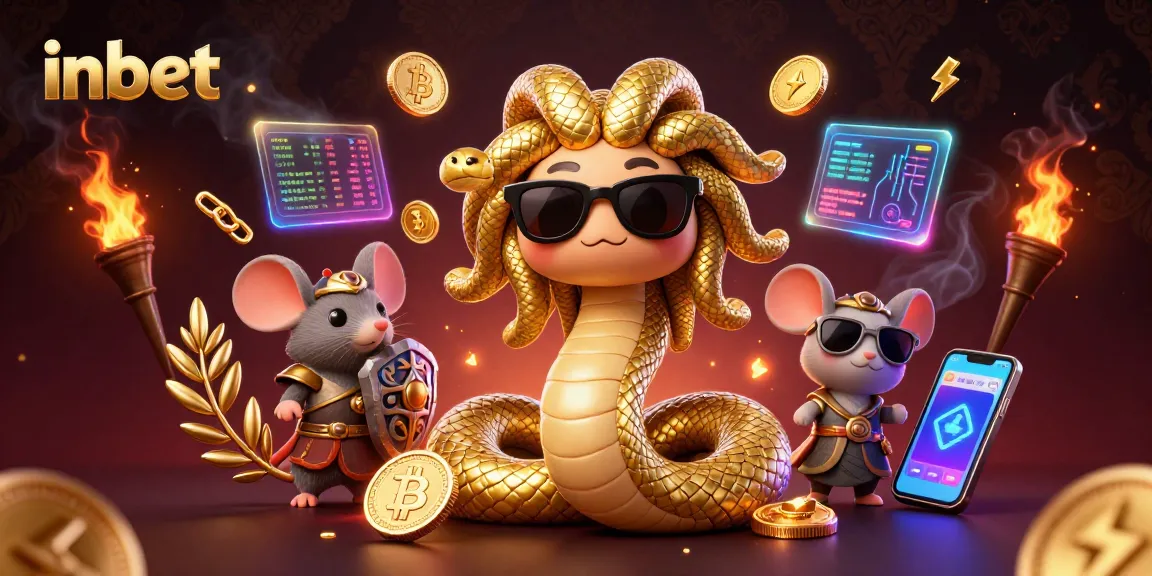Bet on inbet with Medusa and a warrior mouse in a lively casino scene.