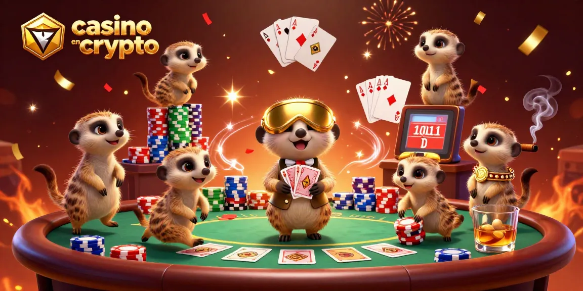 Jouez au casino en crypto avec des meerkats animés profitant de jeux de poker dynamiques.
