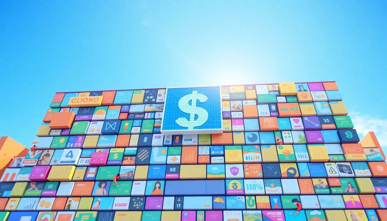 Showcasing the vibrant million dollar homepage as a colorful mosaic of ads, symbolizing digital marketing.