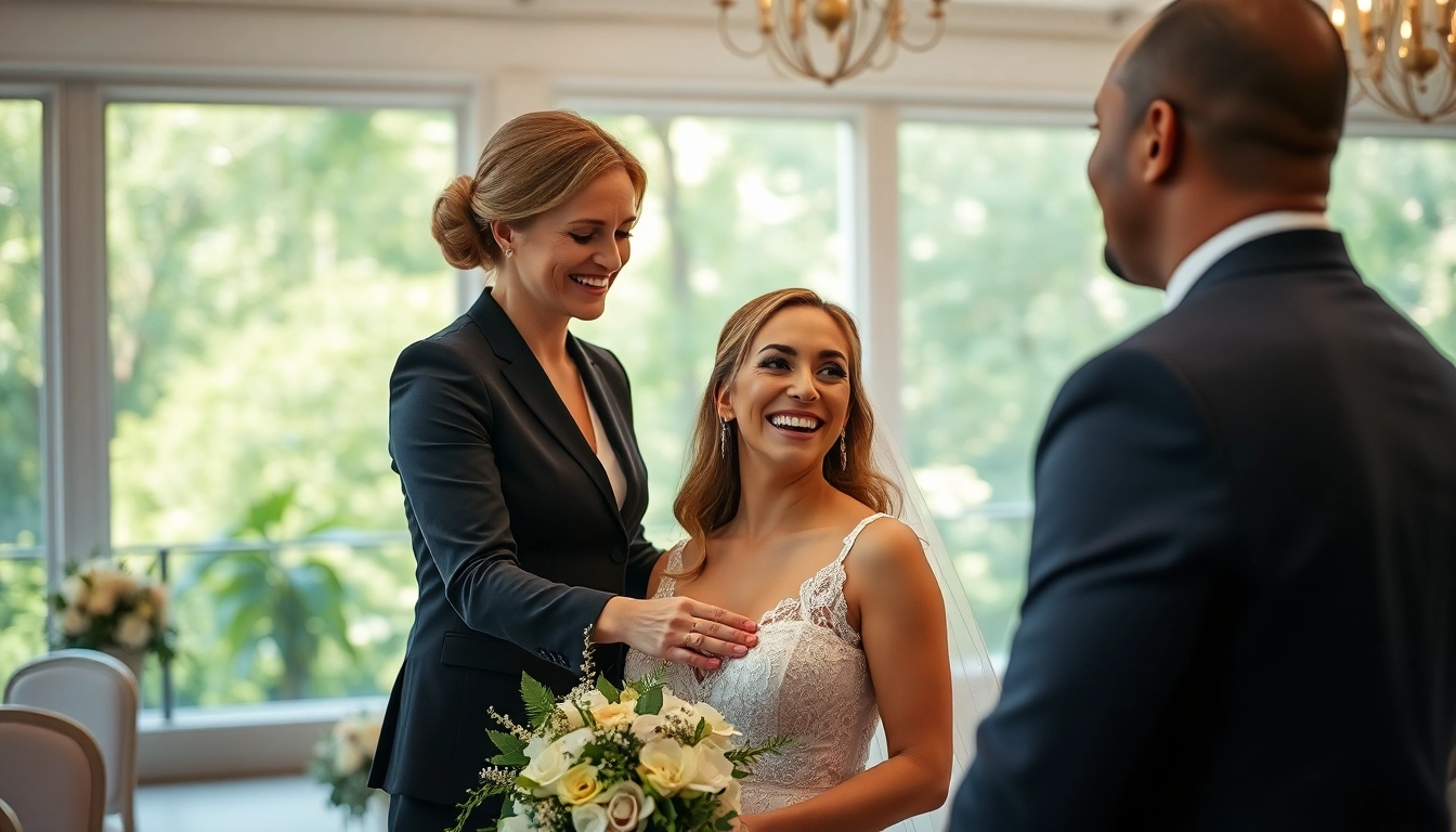 Washington dc wedding coordinator assisting a couple during wedding planning in a vibrant venue.
