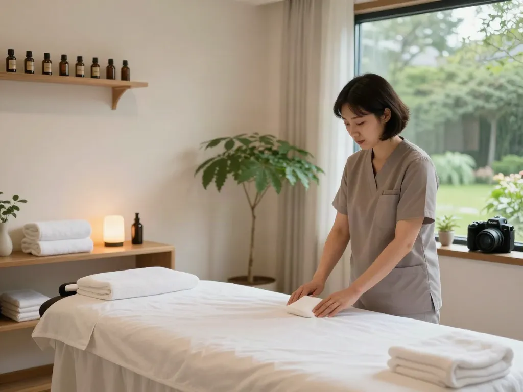 Relaxing wellness center for 부천출장안마 massage therapy, featuring a serene atmosphere with calming decor.