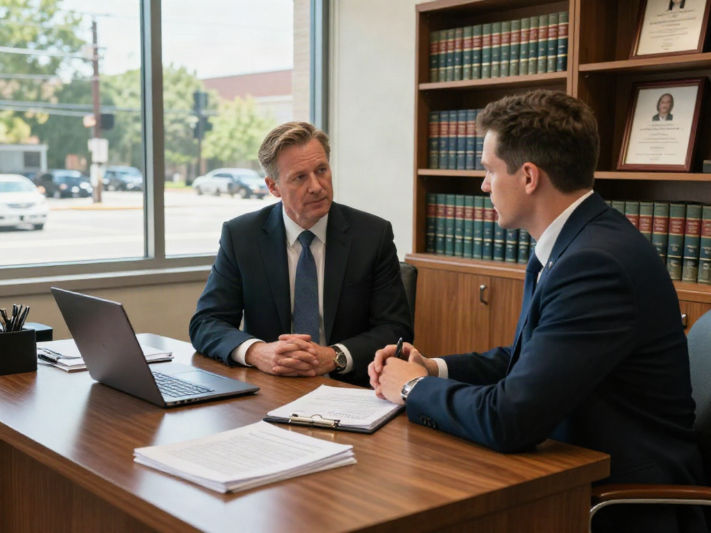 Marietta DUI attorney engaging with a client in a law office.