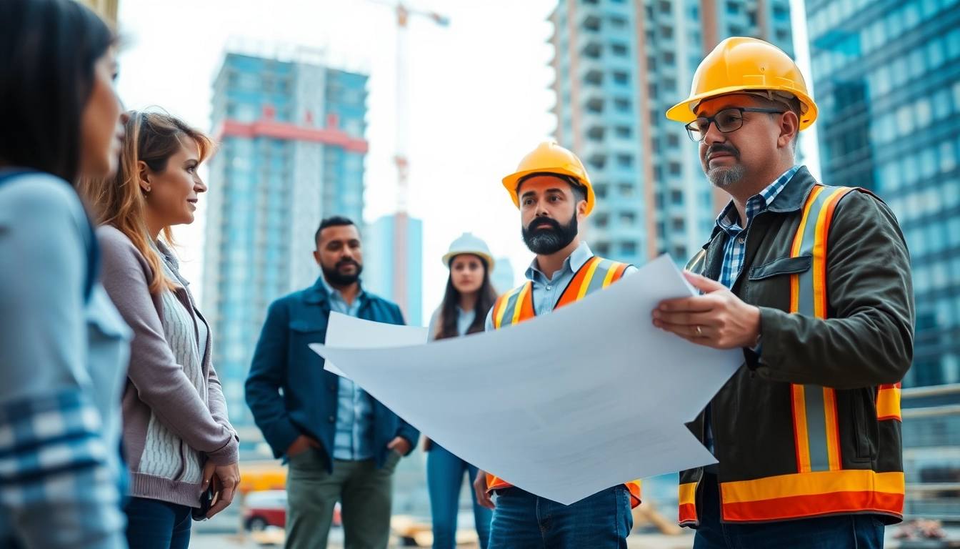 New York City General Contractor guiding a diverse construction team on site