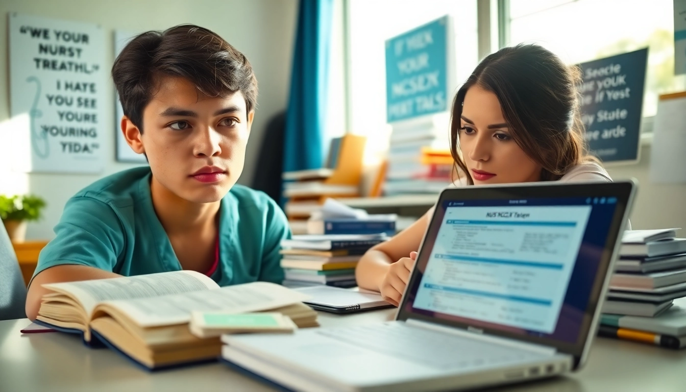 Engaging scene of a repeat NCLEX taker review Houston with study materials in a cozy setting.