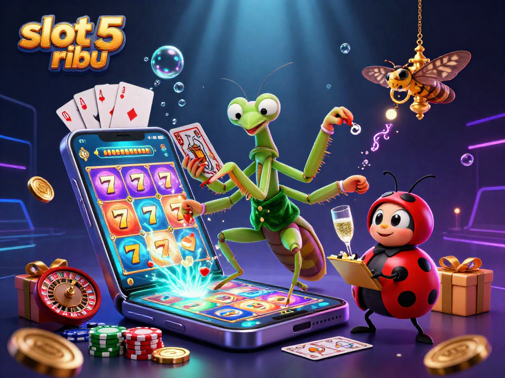Play thrilling slot 5 ribu with vibrant 3D character action and casino game elements.