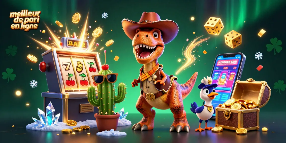 Découvrez le meilleur site de pari en ligne avec un T-Rex cowboy, des machines à sous et des éléments de casino.