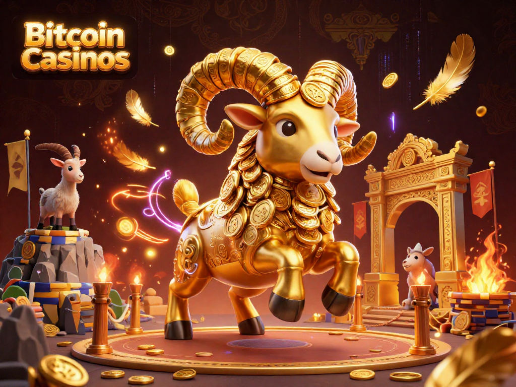 Gagnez avec les Bitcoin casinos, illustration d'un casino taurin dynamique rempli d'énergie.