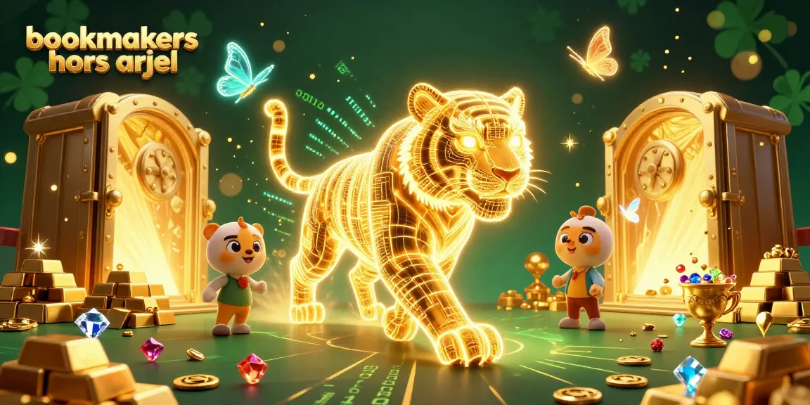 Les bookmakers hors arjel offrent une expérience unique, illustrée ici avec un tigre lumineux et des trésors scintillants.