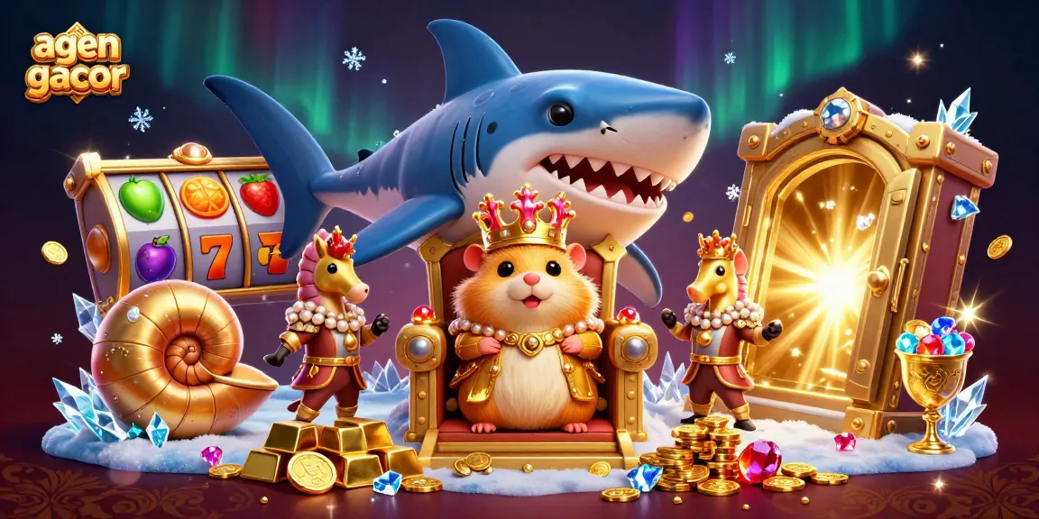 Try your luck with agen gacor in a vibrant 3D casino scene featuring jackpot reels and treasures!