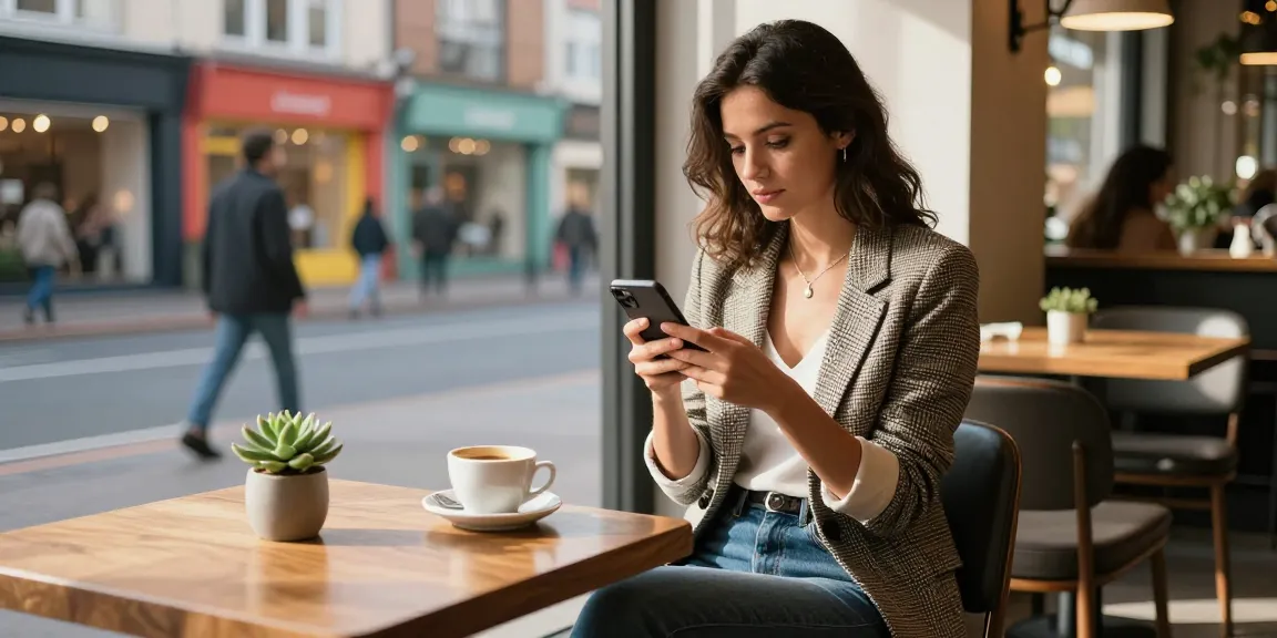 Hình ảnh gái gọi trong quán cà phê phong cách hiện đại, tạo dáng thanh lịch.