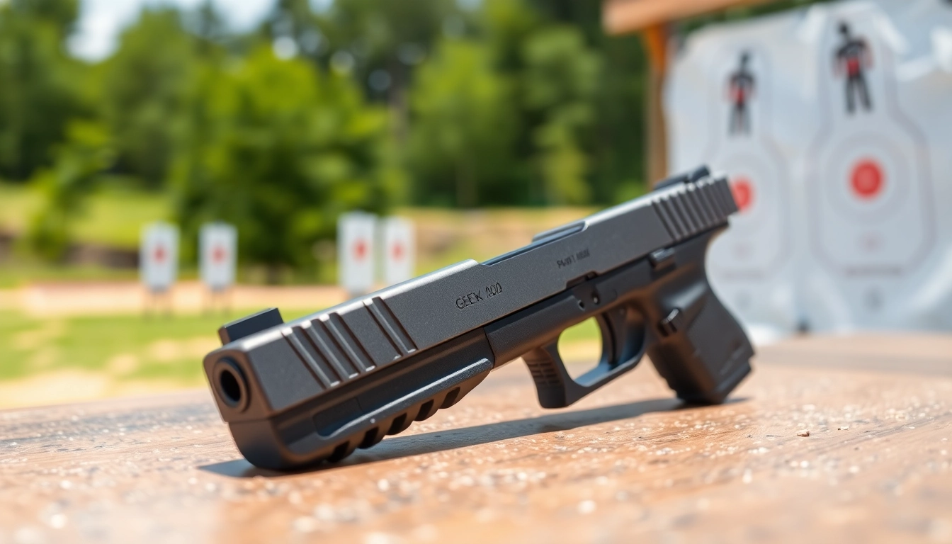 Showcase the oem glock slide with a smooth finish against outdoor shooting targets.