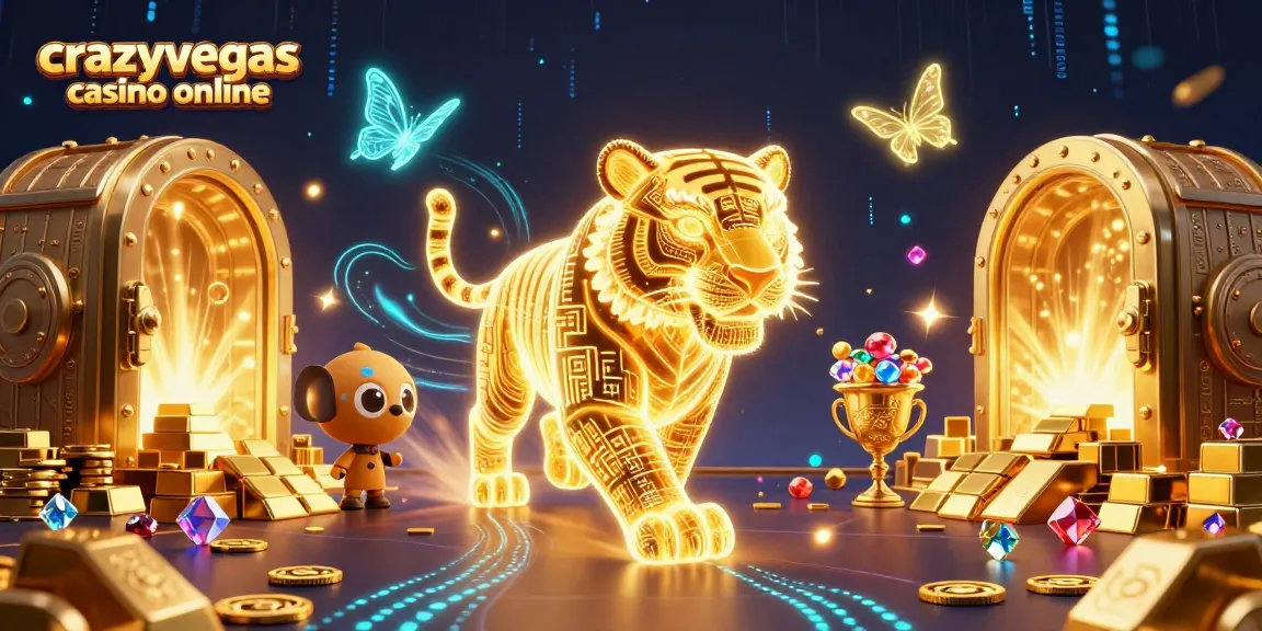Experience the thrill of crazyvegas casino online with a neon tiger and treasure in a vibrant casino
