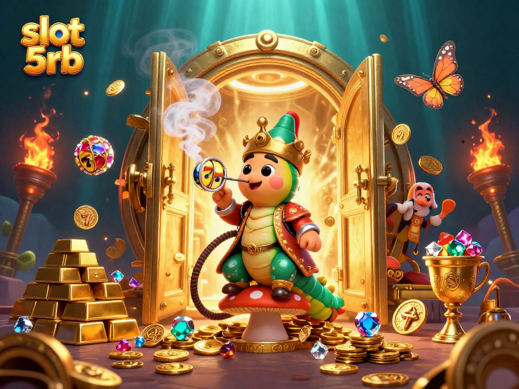 Experience thrilling slot 5rb excitement with treasures and dynamic game elements in this vibrant illustration.