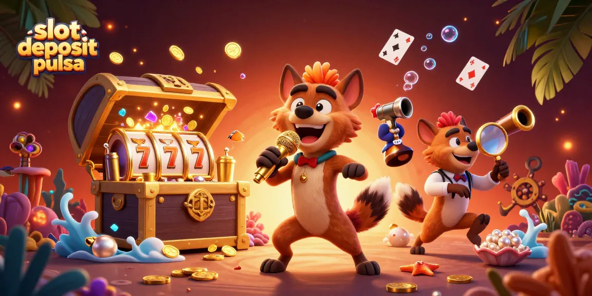 Visualisasi slot deposit pulsa dengan karakter hyena menghibur di kasino digital.