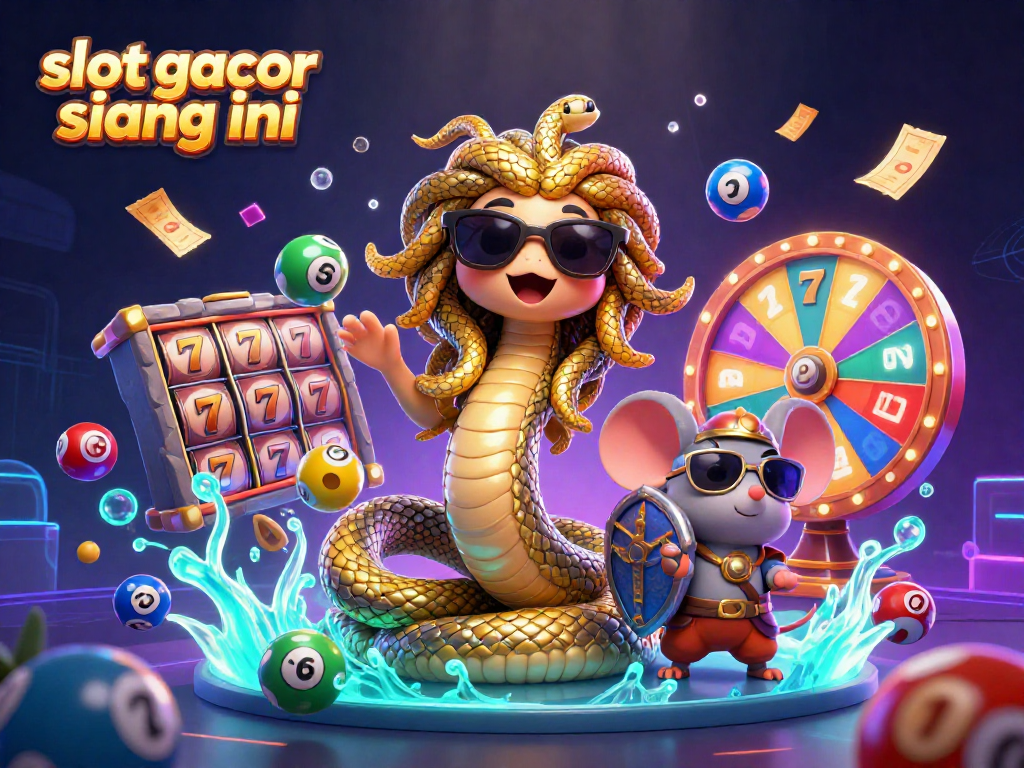Engage in vibrant slot gacor siang ini action with Medusa and a warrior mouse in a dynamic casino scene.