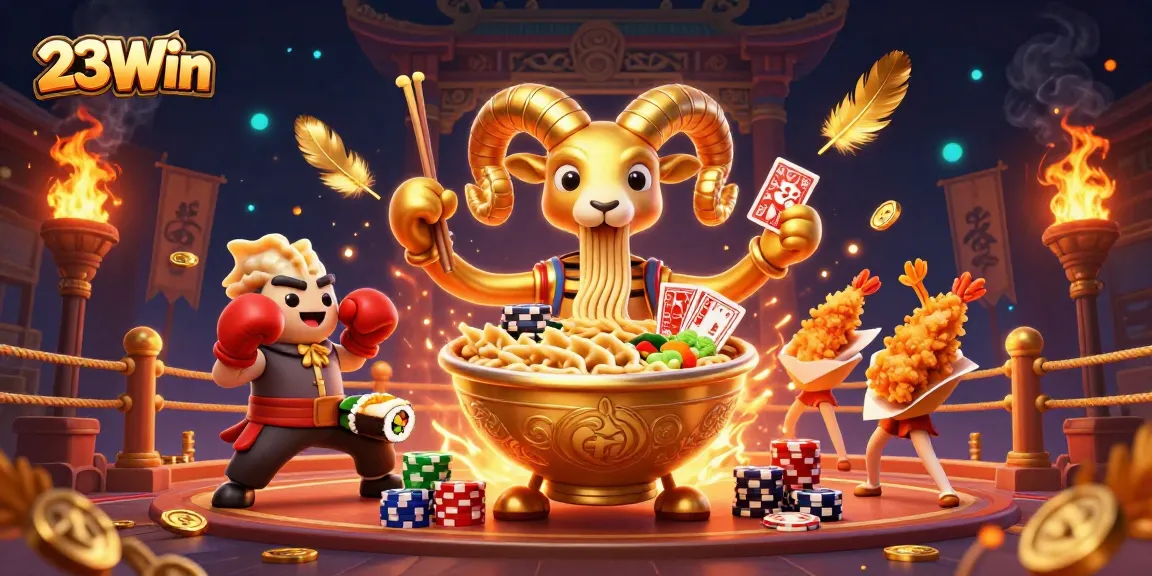 Engage with 23Win’s vibrant 3D gaming scene featuring unique characters and dynamic casino elements.