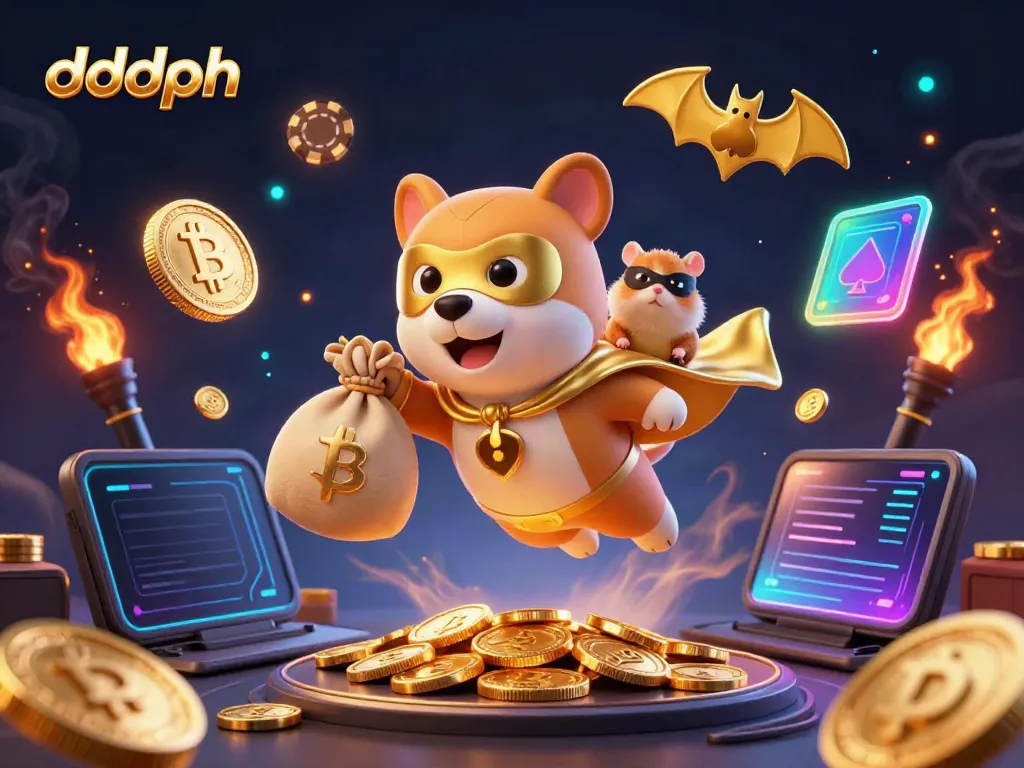 Engage in the thrilling world of dddph with a dynamic 3D superhero dog and hamster illustration.