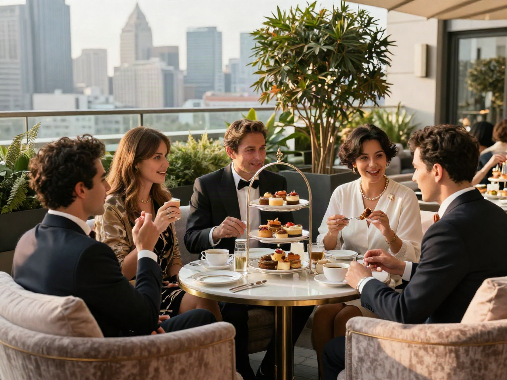 LUXURY111 pengalaman hidup mewah di rooftop dengan teh dan hidangan gourmet.