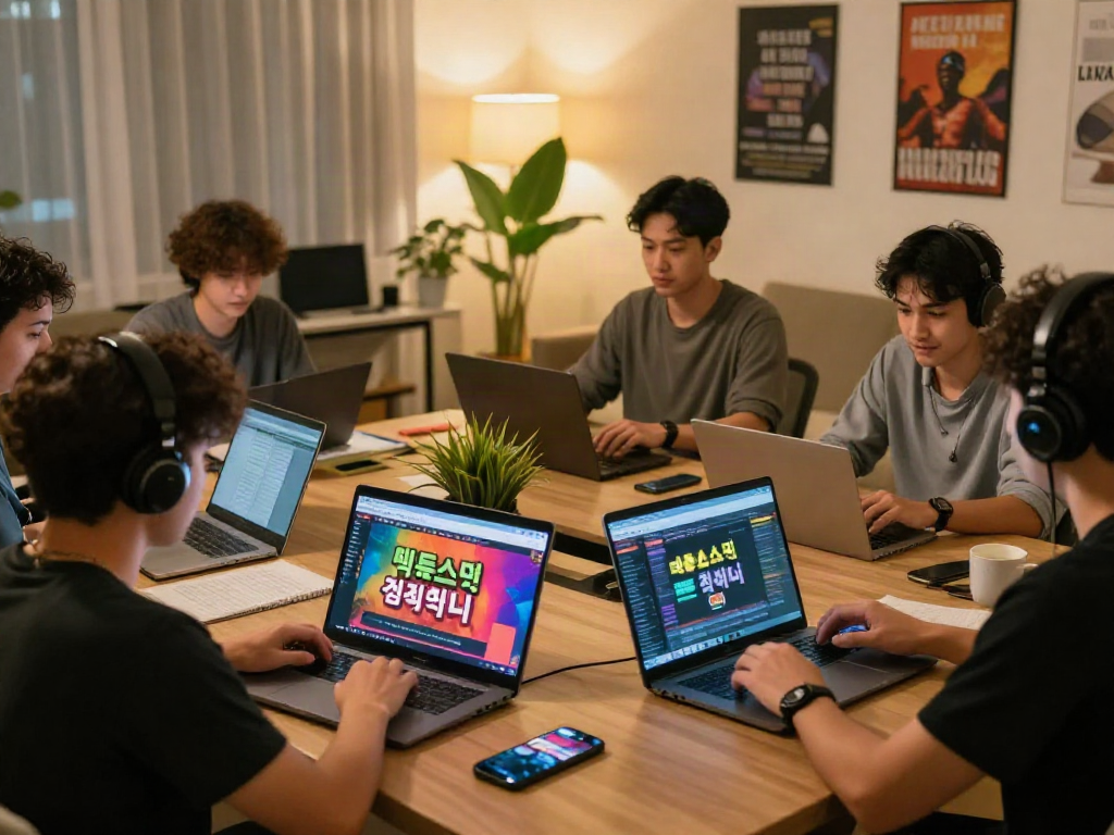 Engaged community discussing 먹튀스팟 검증사이트 in a modern workspace, showcasing online gambling insights.