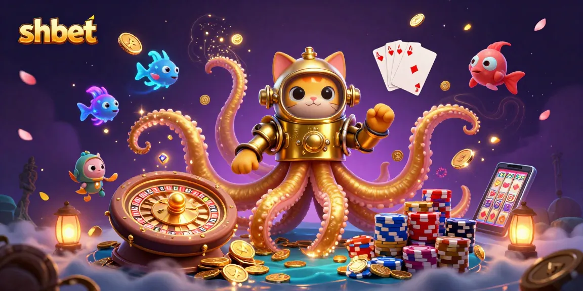 Experience riveting moments with shbet in this vibrant 3D casino masterpiece featuring a kraken and gaming elements.
