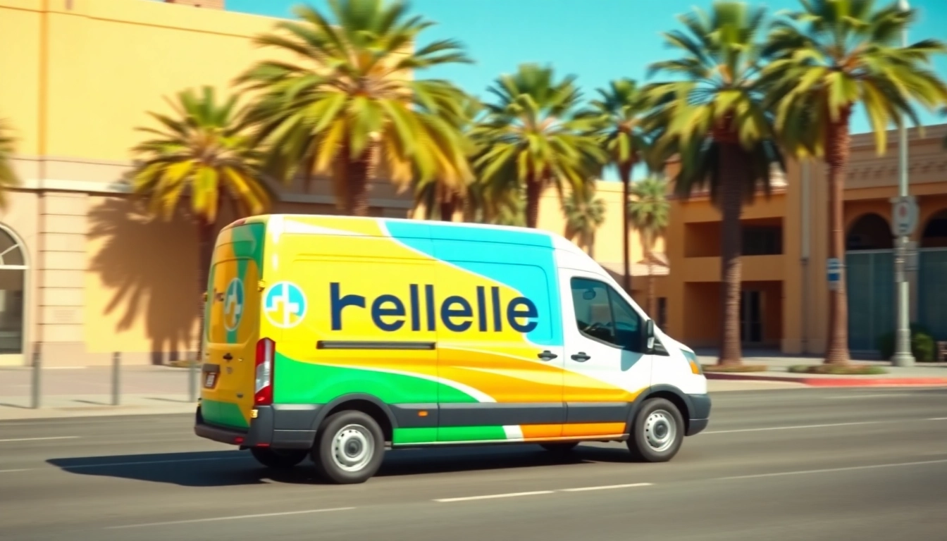Delivery service Scottsdale AZ showcased by a dynamic delivery van in a sunlit urban setting.
