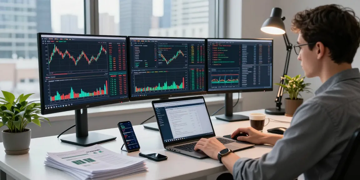 Developer utilizing the US stock real-time API to analyze market data in a modern trading workspace.