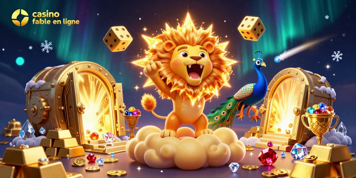 Plongez dans l'univers du casino fiable en ligne avec ce lion rayonnant et des trésors scintillants.