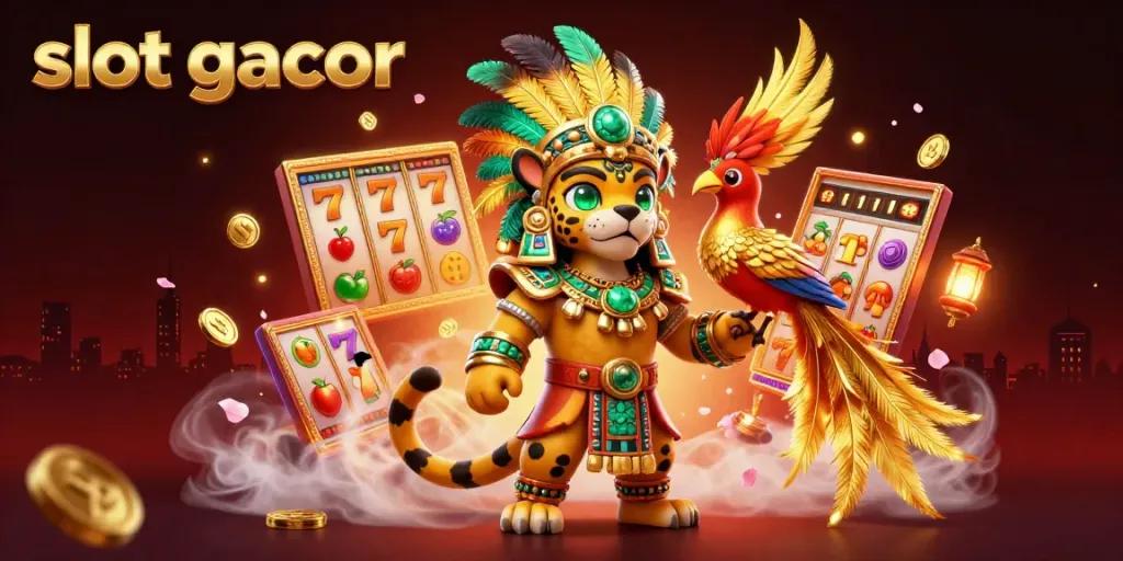Experience slot gacor with vibrant 3D characters and dynamic gambling elements in this rich casino scene.