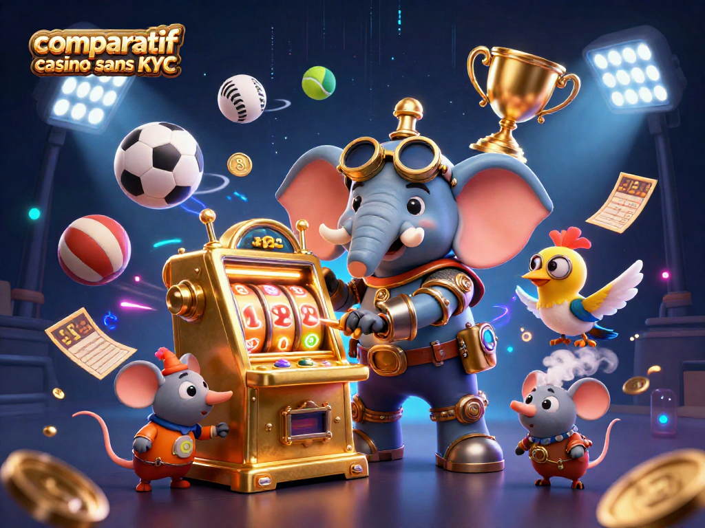 Comparatif casino sans KYC illustrant des éléments de jeu dynamiques et engageants pour les joueurs.