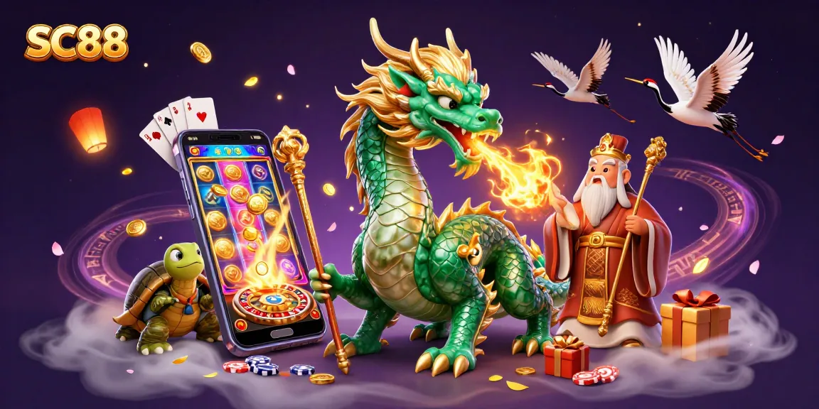 SC88 offers thrilling online gaming experiences with an emerald dragon and lucky cranes.