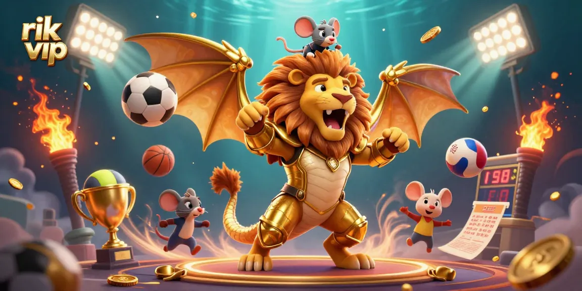 Engage in thrilling sports action with rik vip, featuring a vibrant chimera and dynamic game elements.