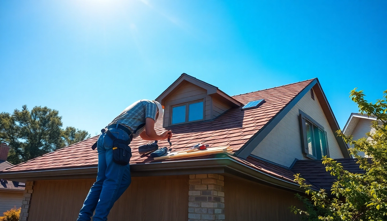 Roofing Twinsburg Ohio contractor inspecting home roof for quality assurance.