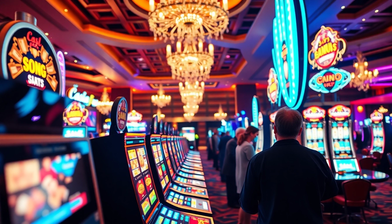Menangkan permainan menarik situs slot resmi dengan mesin slot berwarna-warni dan atmosfer kasino yang hidup.