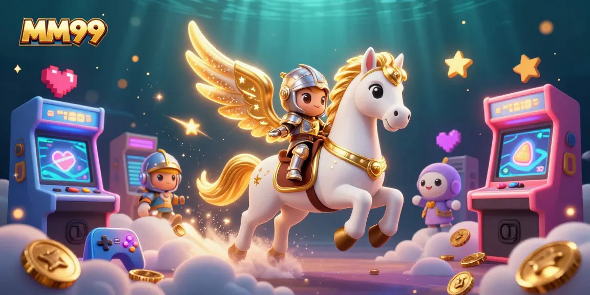 Experience immersive gaming action with MM99's vibrant 3D illustration of a celestial adventure in the casino.
