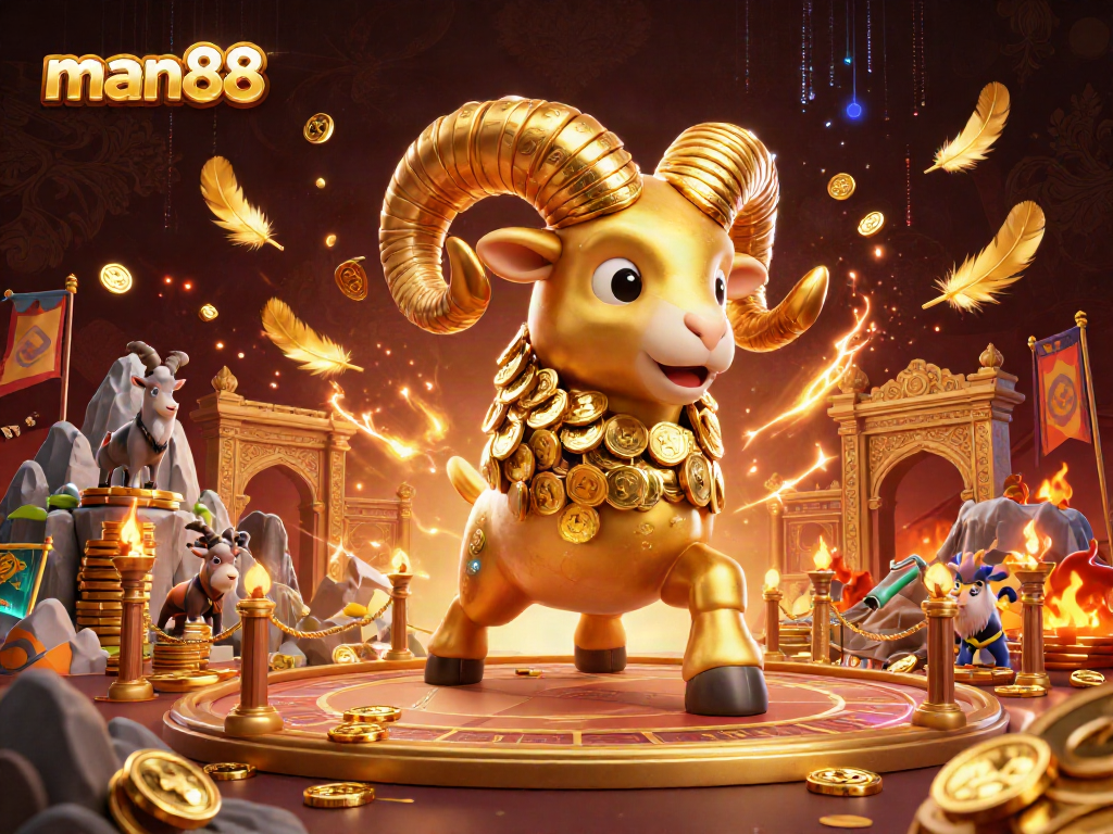 Experience thrilling action with man88 in a vibrant online casino scene filled with golden elements.