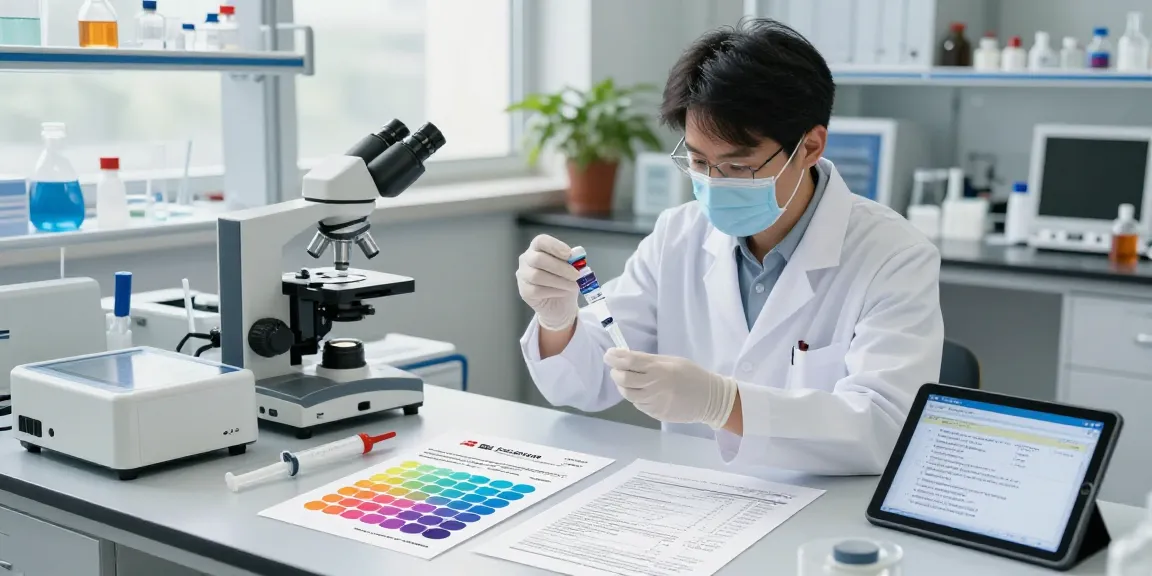 Researcher measuring Swiss Chems peptides in a modern laboratory, emphasizing precision and quality.